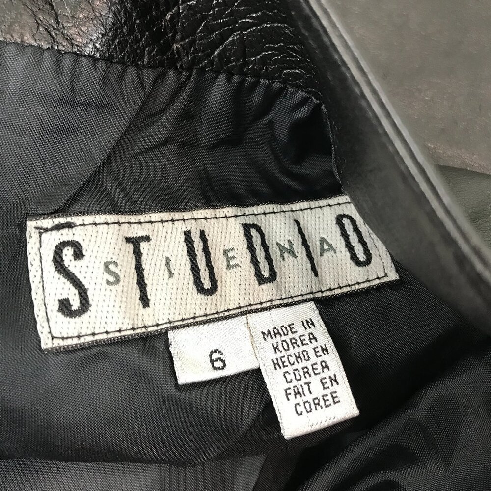Women's Vintage Black Leather Siena Studio skirt, Size 6